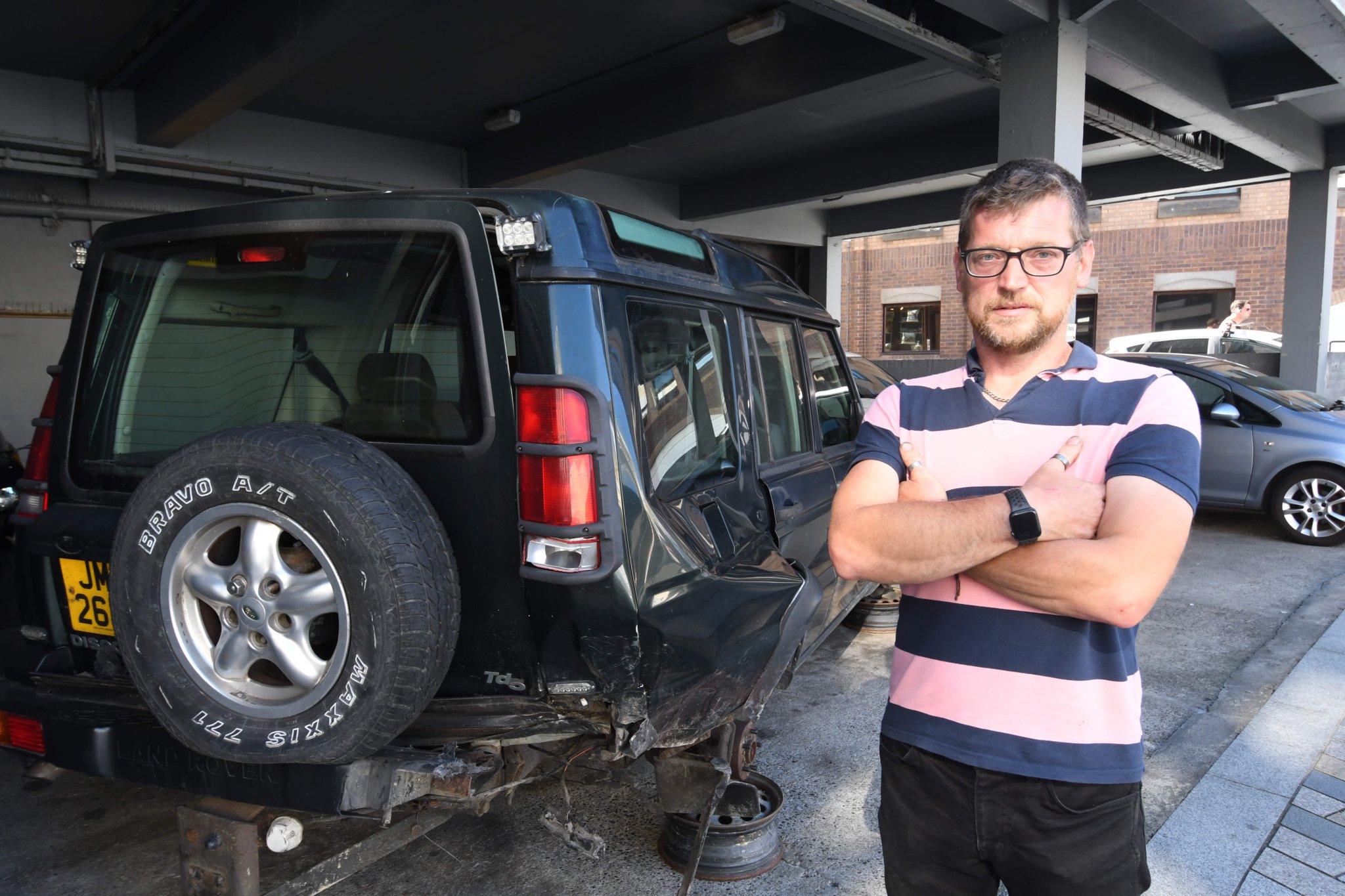 Antony Aspell has left his damaged vehicle in the car park of CTH insurance brokers -