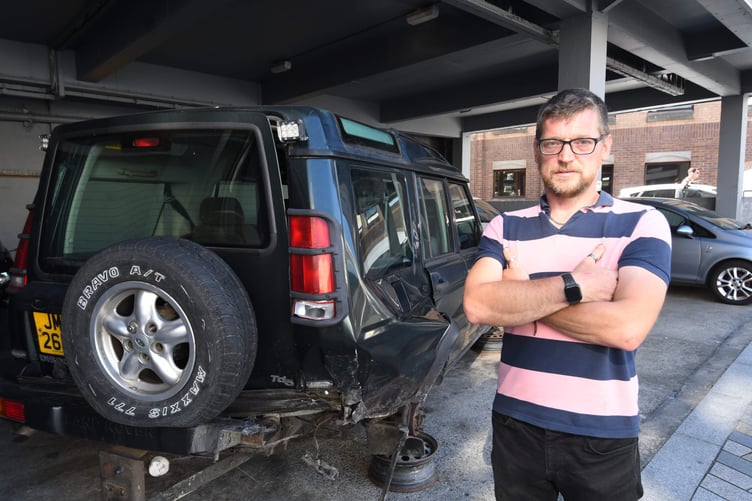 Antony Aspell has left his damaged vehicle in the car park of CTH insurance brokers -