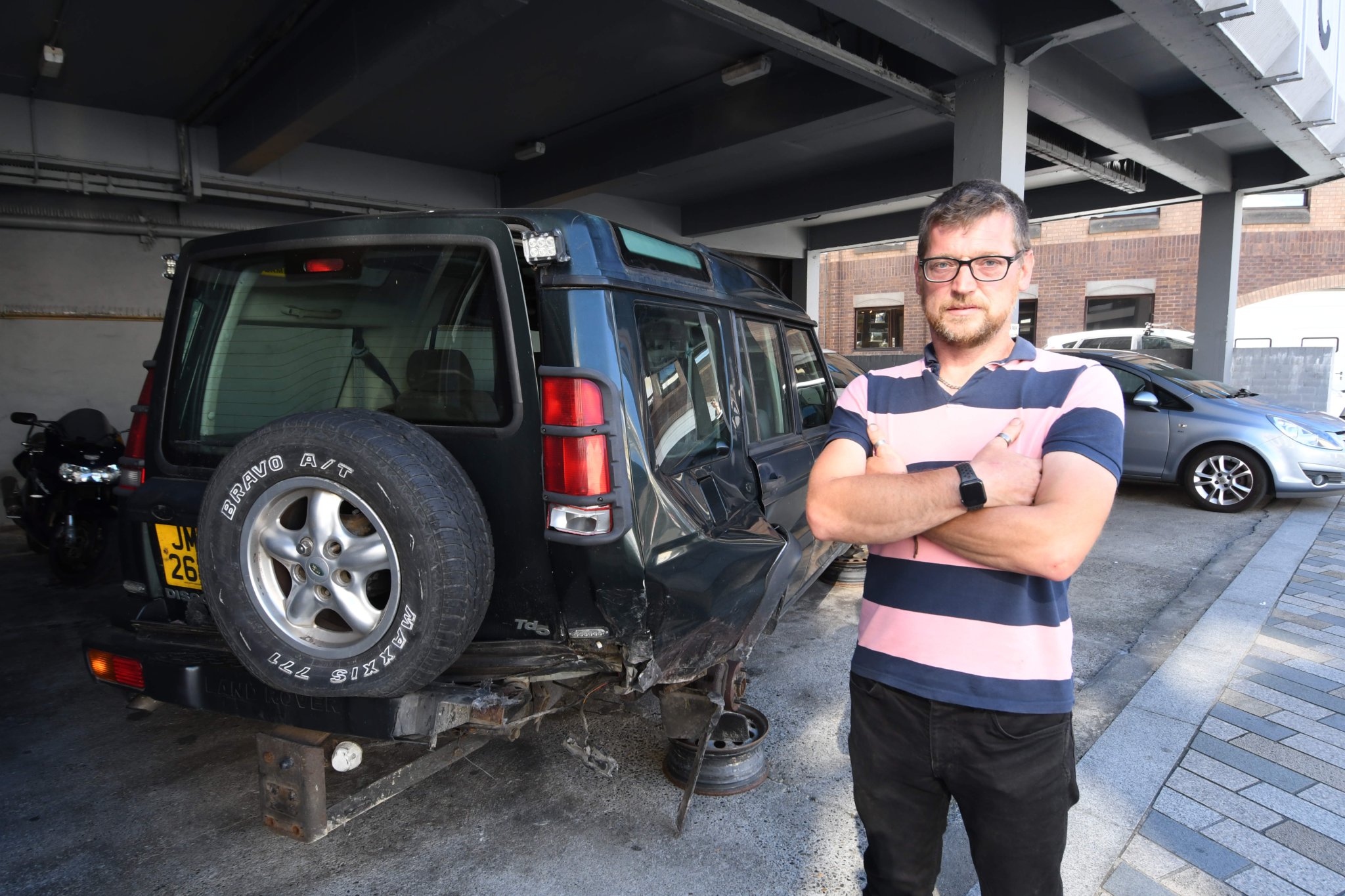 Antony Aspell has left his damaged vehicle in the car park of CTH insurance brokers -