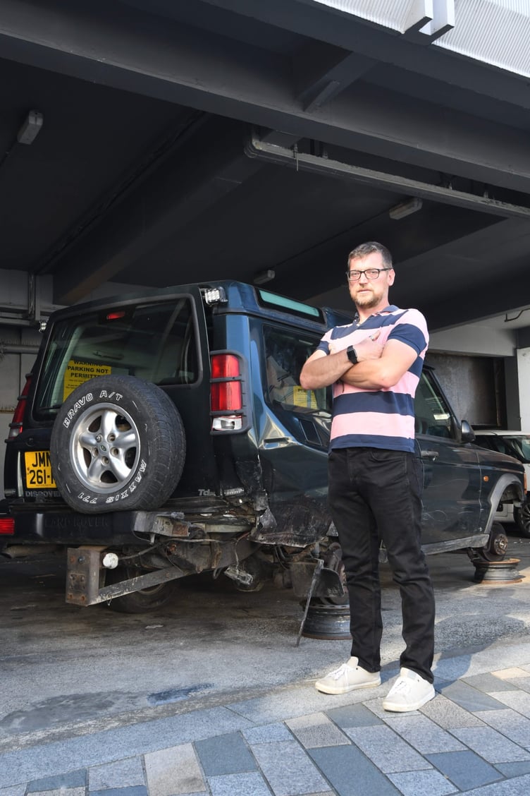 Antony Aspell has left his damaged vehicle in the car park of CTH insurance brokers -