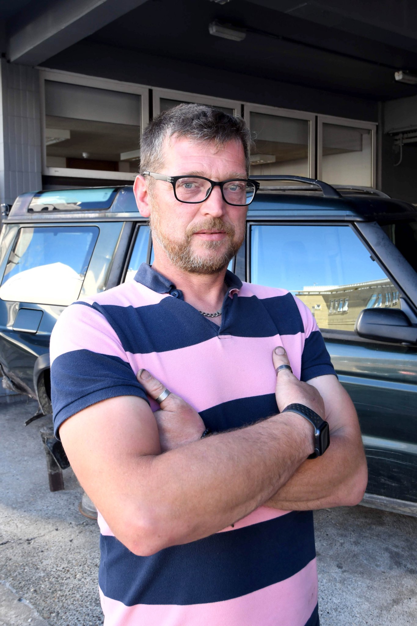 Antony Aspell has left his damaged vehicle in the car park of CTH insurance brokers -