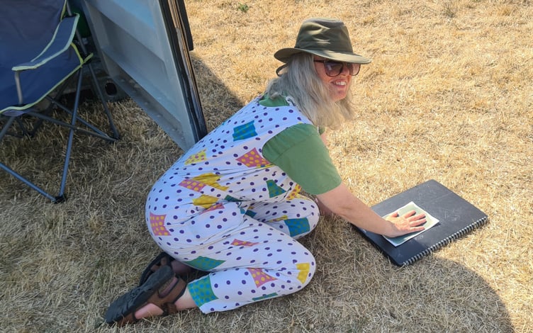 Perfect sunshine for creating cyanotype prints.