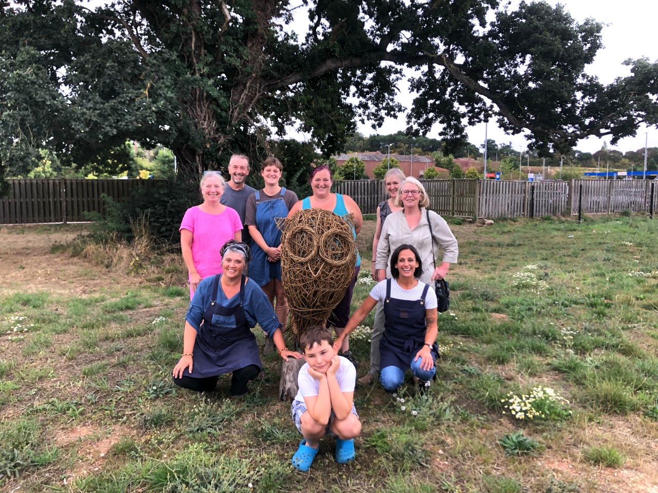 With the finished product, a Magic Owl, created during a willow workshop.