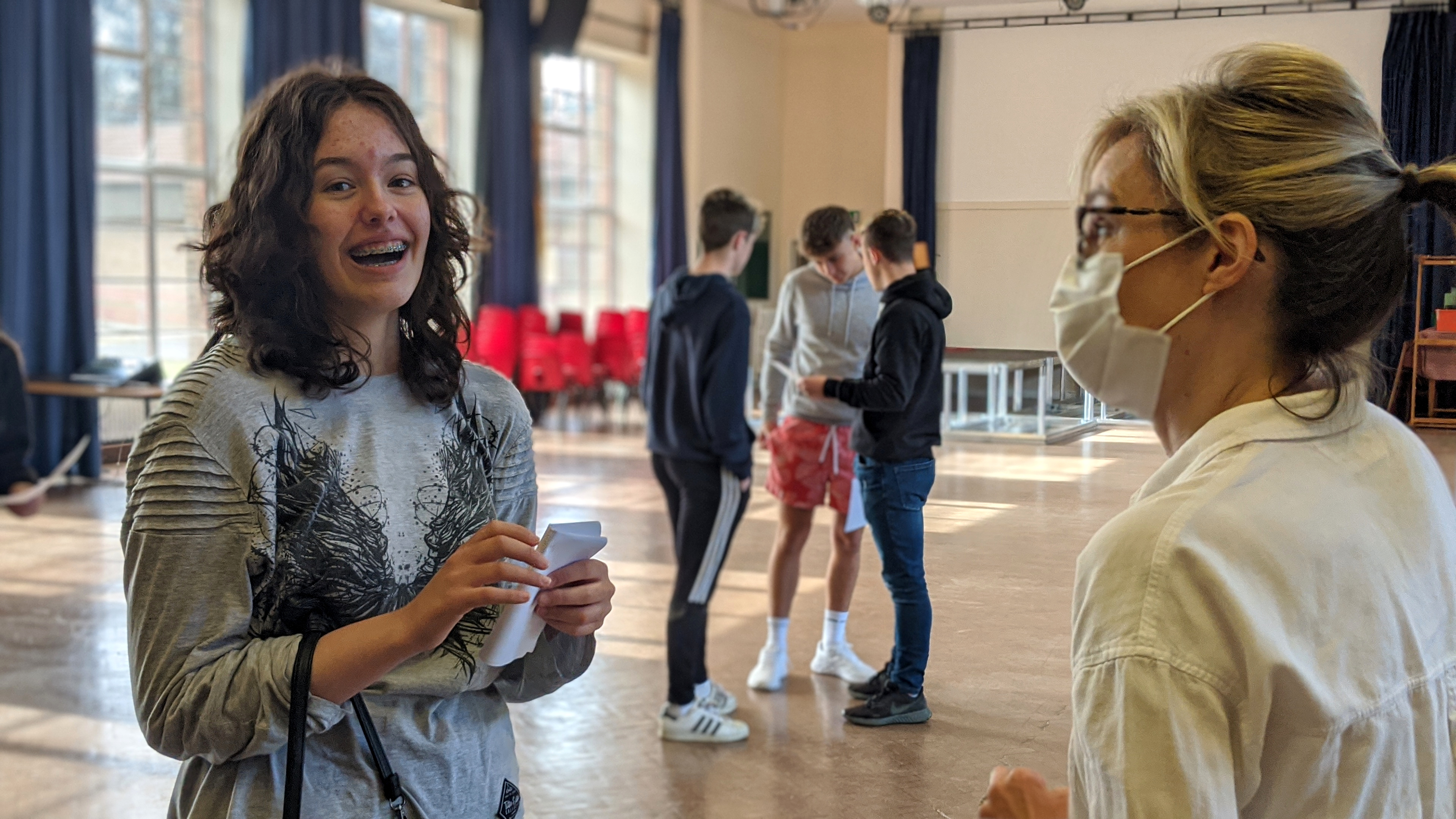 Klaudia Rajczakowska receiving her results at Llanidloes High School