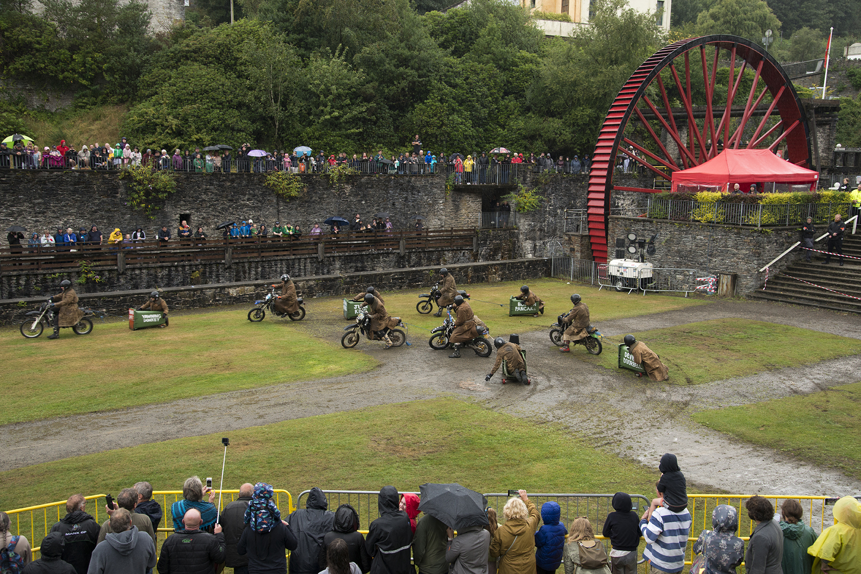 The Purple Helmets at the Great Laxey Duck Races 2022