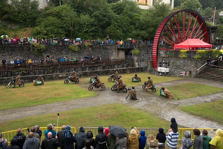 The Purple Helmets at the Great Laxey Duck Races 2022