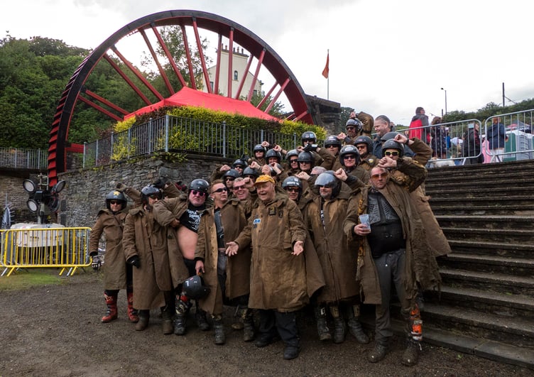 The Purple Helmets at the Great Laxey Duck Races 2022