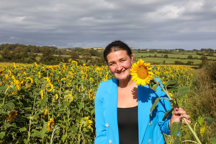 Anna McKeown at the Sunflower Field, Ballabeg. Photo by Callum Staley (CJS Photography).
