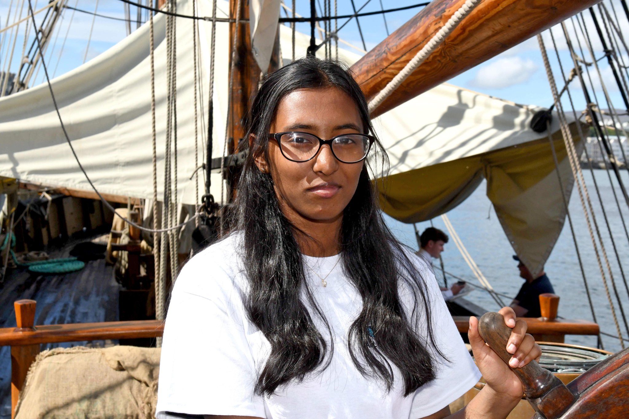 Eight Manx young people have helped to sail the tall ship Phoenix, a two-masted brig, around the island as part of a six-day programme organised by Isle of Man Maritime - pictured is participant Ann Mary Thomas
