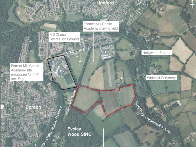 Hampshire County Council proposes transforming a section of Stanford Grange Farm in Headley (circled red) into a Suitable Alternative Natural Greenspace for dog walkers