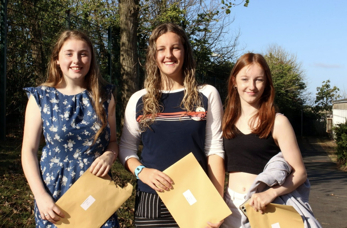 Big smiles all round for Budehaven Community School pupils collecting their GCSE results