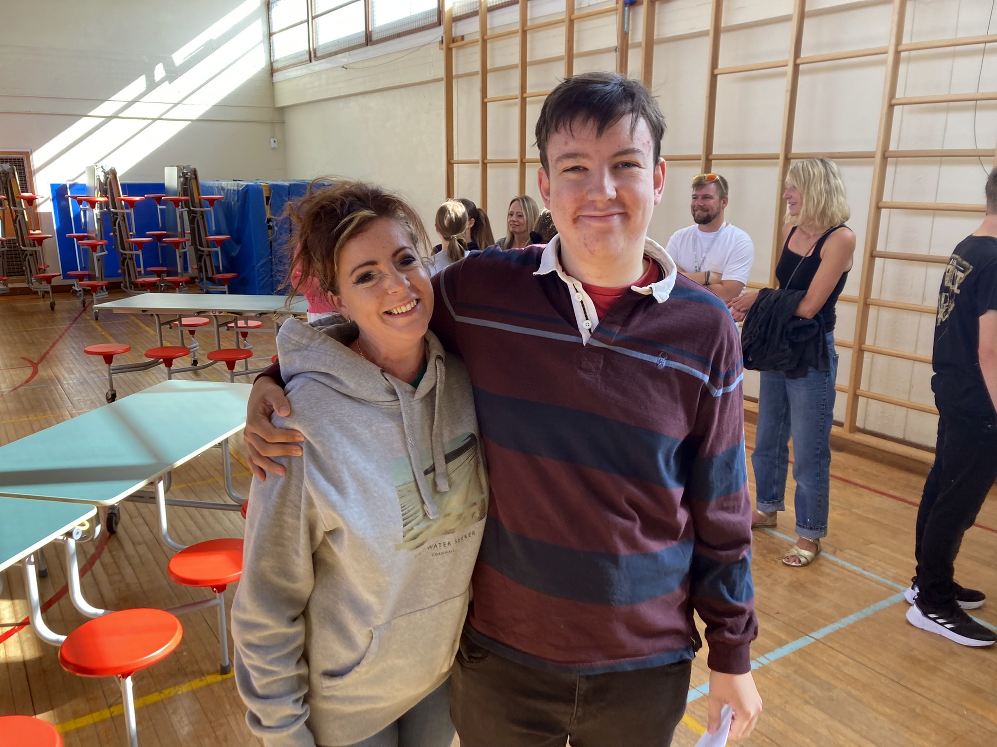 Students collecting their GCSE results at Sir James Smith's School, Camelford