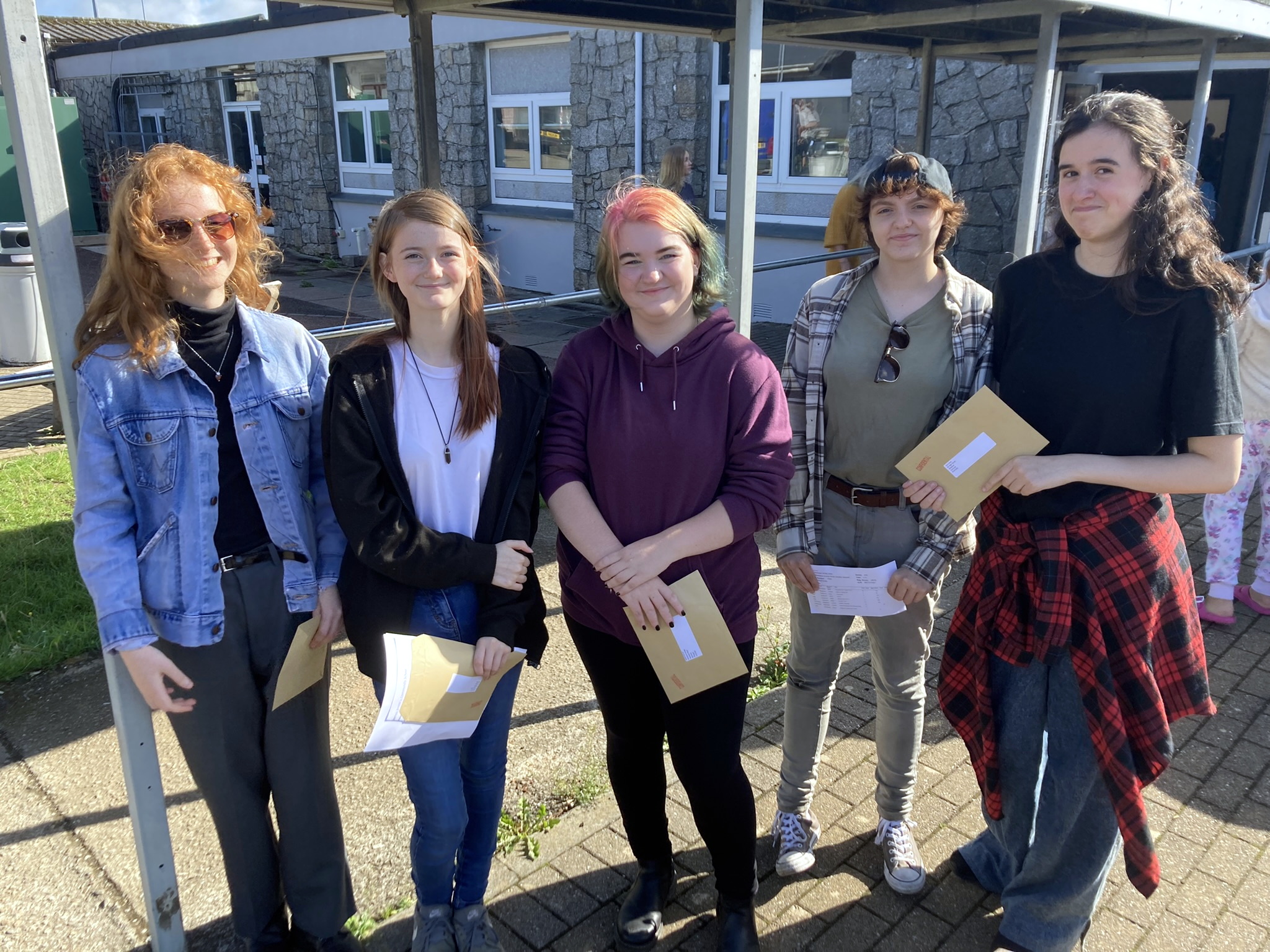 Students collecting their GCSE results at Sir James Smith's School, Camelford
