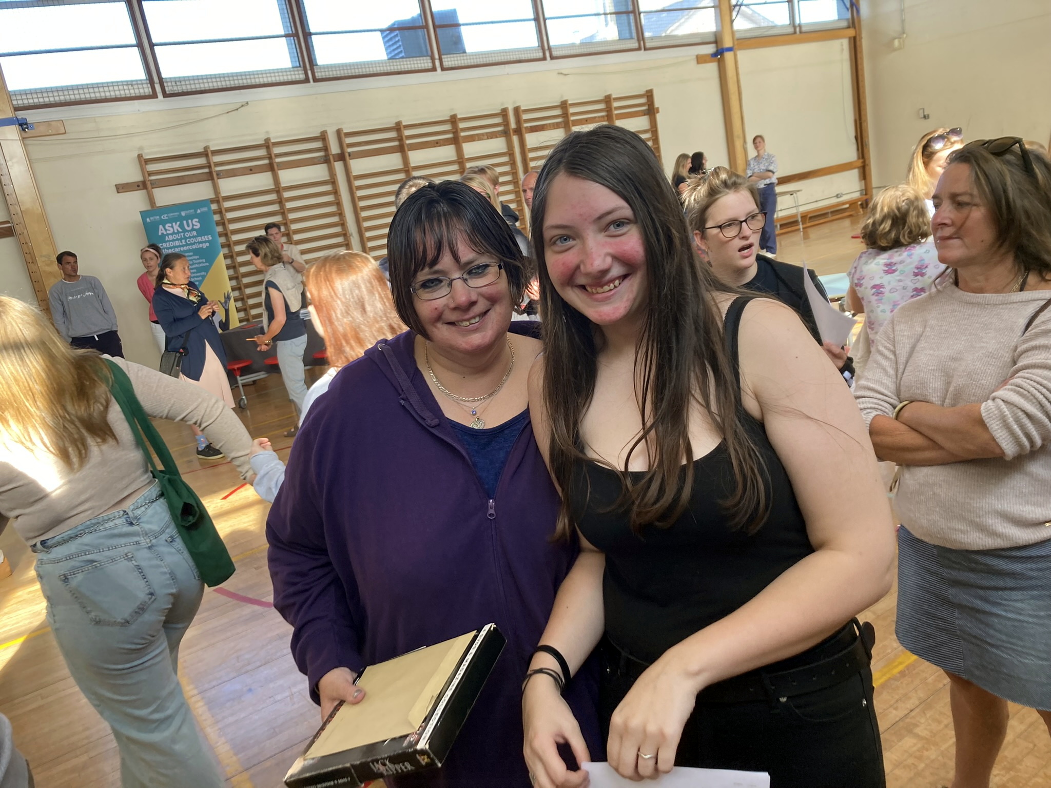 Students collecting their GCSE results at Sir James Smith's School, Camelford
