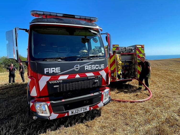 Fire Crews on the coast near Coleton Fishacre