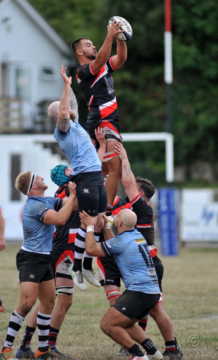 Photo: Steve Pope MDA030922B_SP005 Rugby. Teignmouth versus Sherborne . A close run run match that saw Sherborne coming up tops by just two points to win 43 points to 41 at Bitton Park.