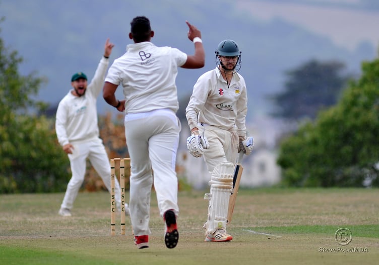 Photo: Steve Pope MDA030922E_SP010 Tolchards Devon Cricket League C Division (West). Teignmouth and Shaldon versus Yelverton Bohemians. Yelverton skipper Ben Grove begins the trudge back to the pavilion