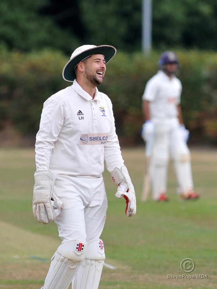 Photo: Steve Pope MDA030922G_SP001 Tolchards Devon Cricket League Premier Division. Bovey Tracey versus Paignton. Bovey skipper Lewis Hammett pleased as the match's outcome