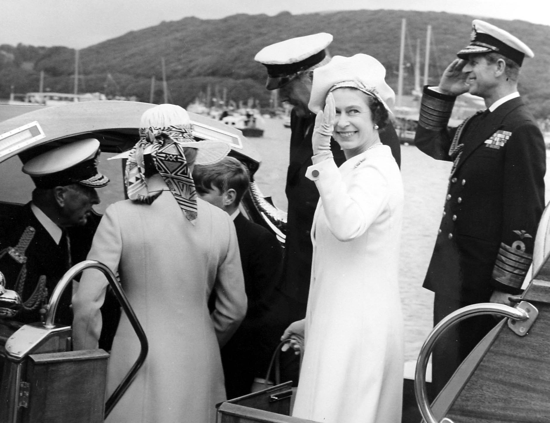 The Queen and Prince Philip visit Dartmouth on 27 July 1962 and attend a luncheon in their honour at BRNC