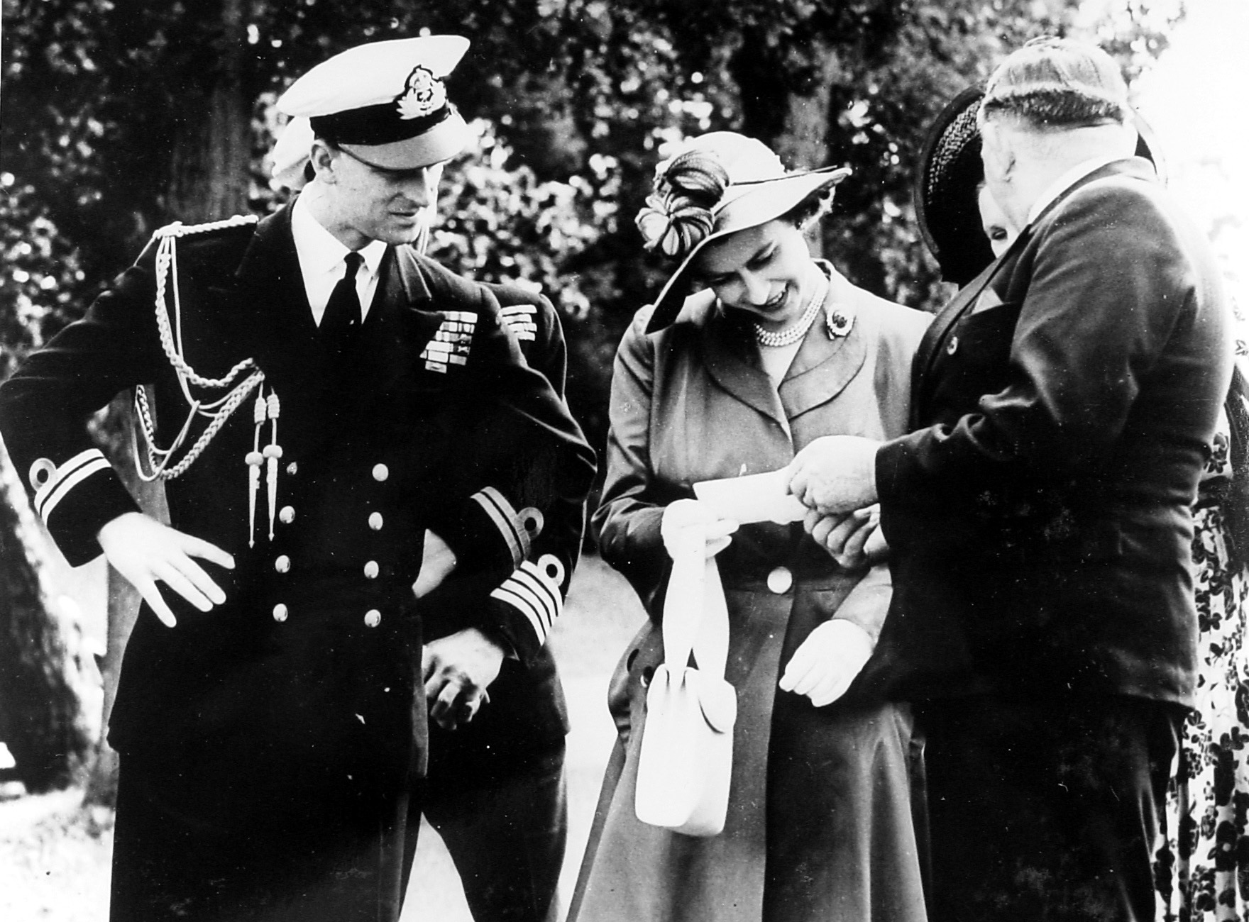 Princess Elizabeth and Prince Philip at Dartmouth’s Naval College on 24 June 1949