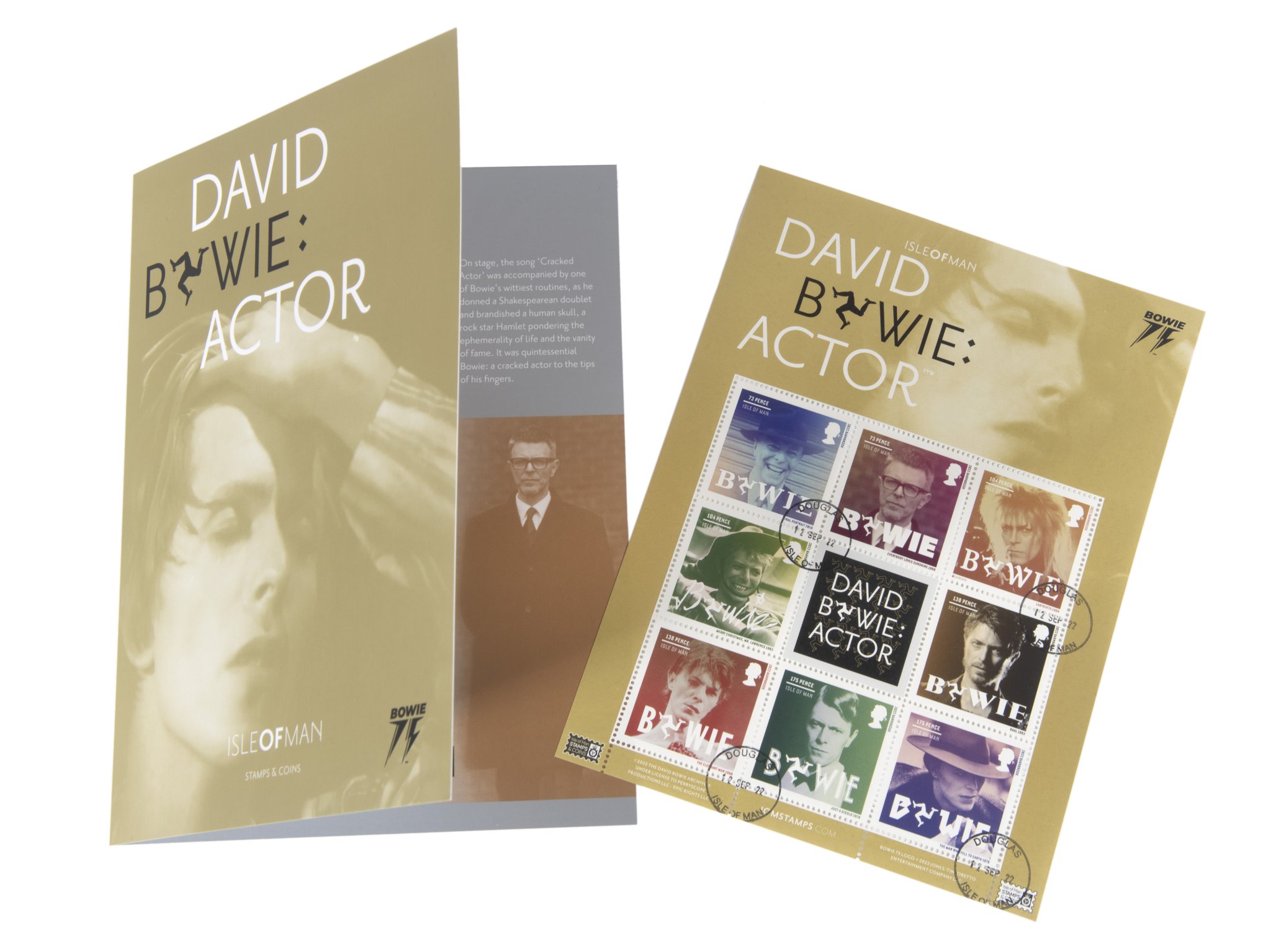 The collection of eight stamps was designed by Jonathan Barnbrook who collaborated closesly with Bowie on his album artwork from 2002