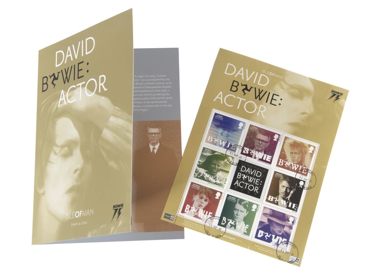 The collection of eight stamps was designed by Jonathan Barnbrook who collaborated closesly with Bowie on his album artwork from 2002