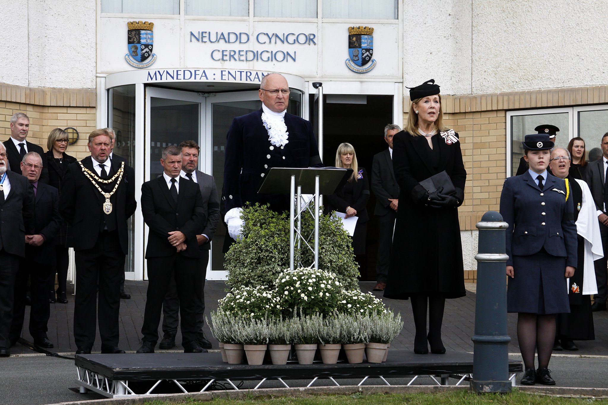 Proclamation ceremony outside Ceredigion council’s Penmorfa offices in Aberaeron on Sunday