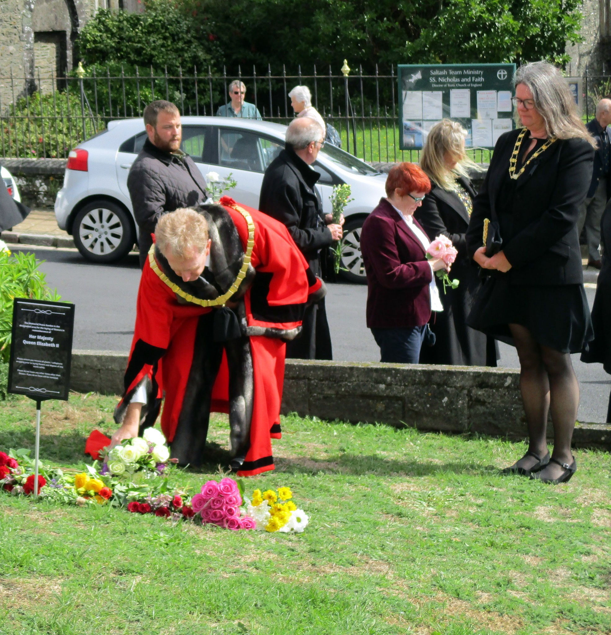 Flowers were laid and the book of condolence signed