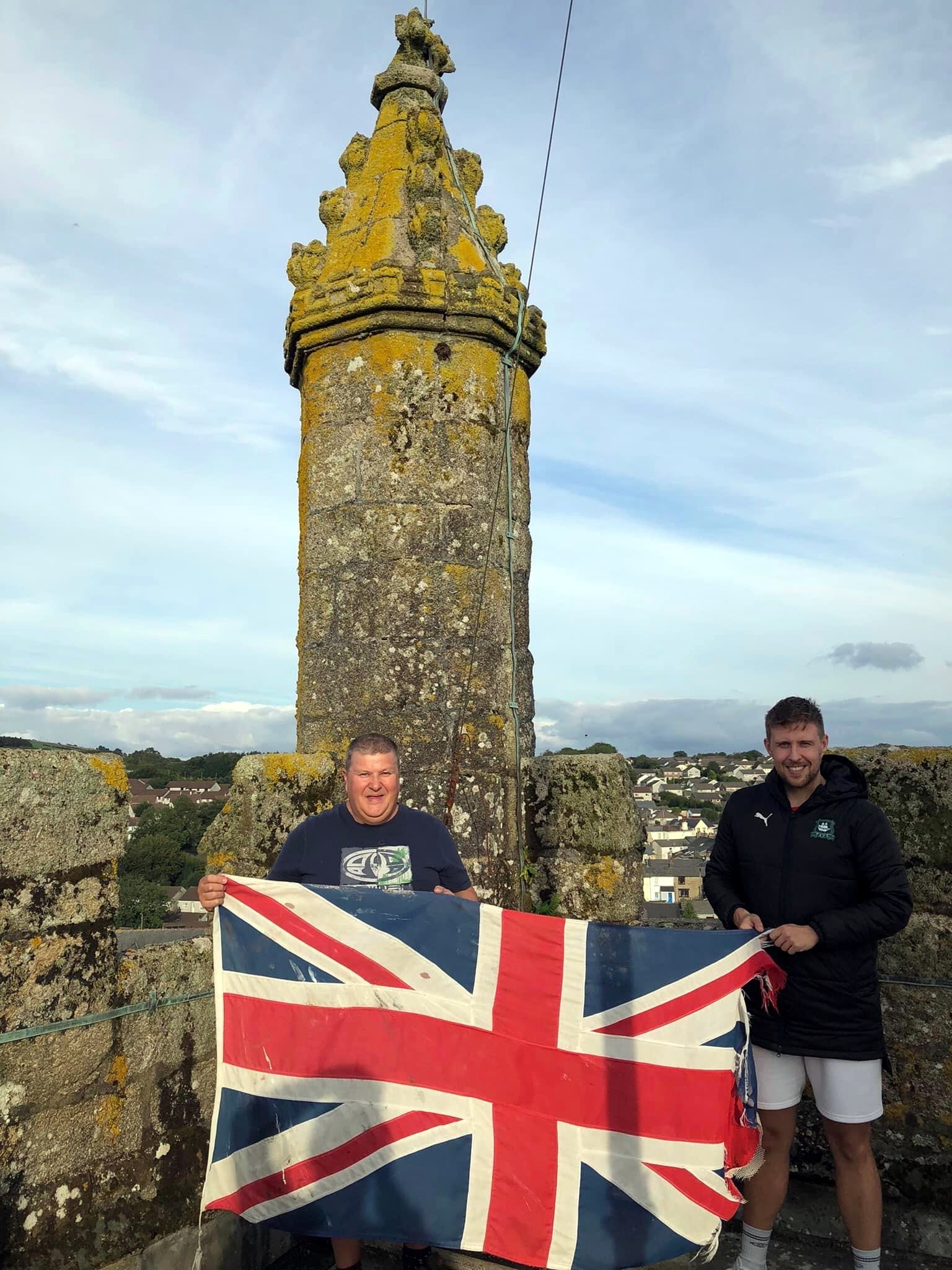 Thanks were expressed to Matthew and Richard Sykes for loaning their flag (from the Navy) to be flown over St Mary’s. It was raised to full mast following the Proclamation then returned to half mast