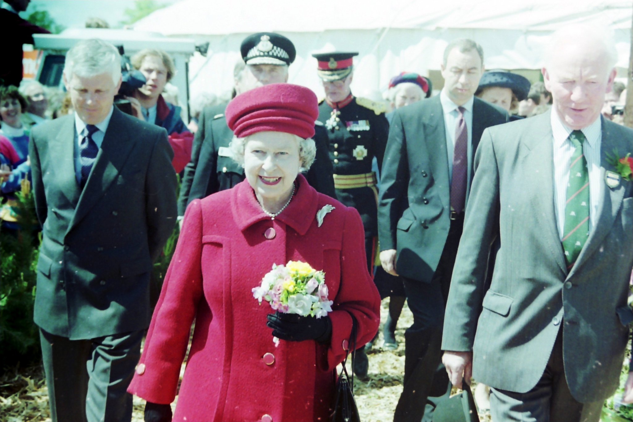 The Queen and Prince Philip attended the Devon County Show in May 1995.
The Queen planted a tree and then presented trophies in the main ring. She also visited the YFC tent which includes image 2838.
In image 2841 she is receiving a hamper of local produce during a visit to the Food and Drink Marquee.
Pictures: Alan Quick