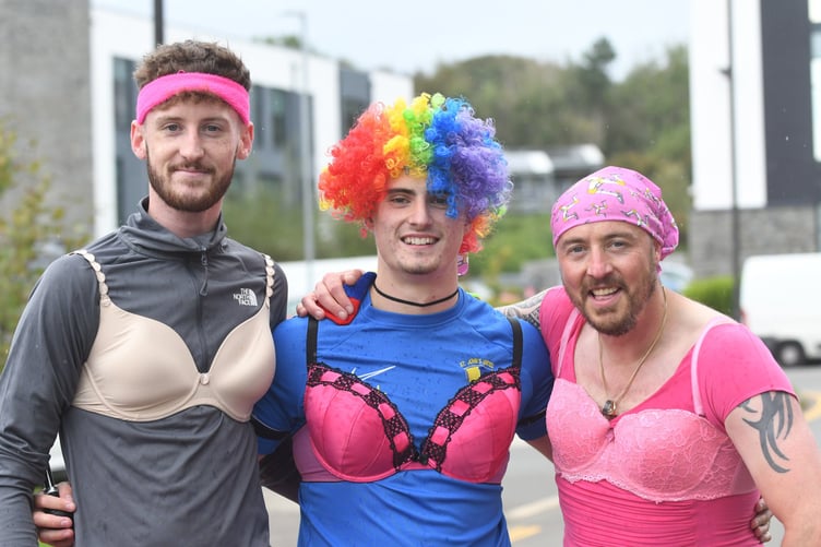 The first three finishers, pictured from left, Patrick Riley, Dean Leece and Stephen Oates, all from Manx Utilities