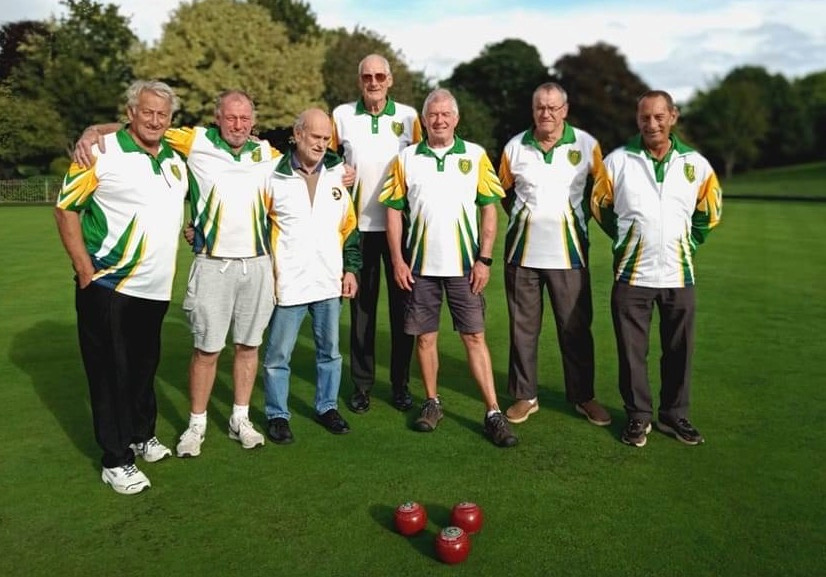 Crediton Bowling Club Mens Over 60s A team who have won the A Division of the Exeter Over 60s League.