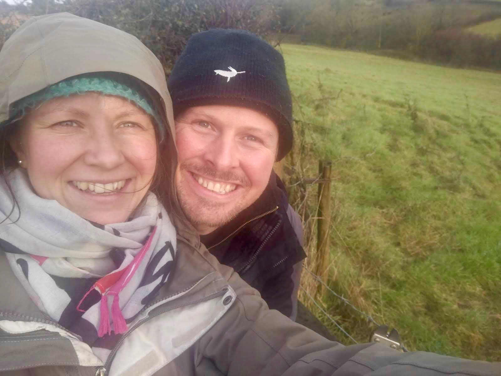 Paul and Maelanie Trotter on the land where they hopes to estabish a small-holding