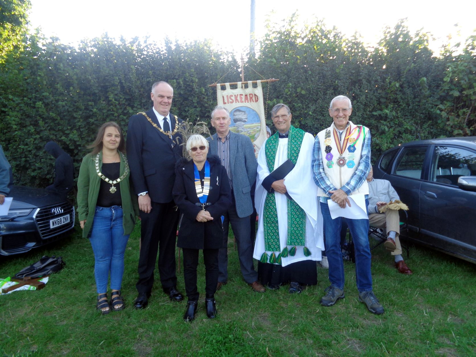 ABOVE: James Moon, Liskeard farmer
BELOW: Simon Haley-Cassidy, Brian Oldham, Rod Sheaff, Father Gilmour, Cllr Christina Whitty, Sarah Haley, Mayoress