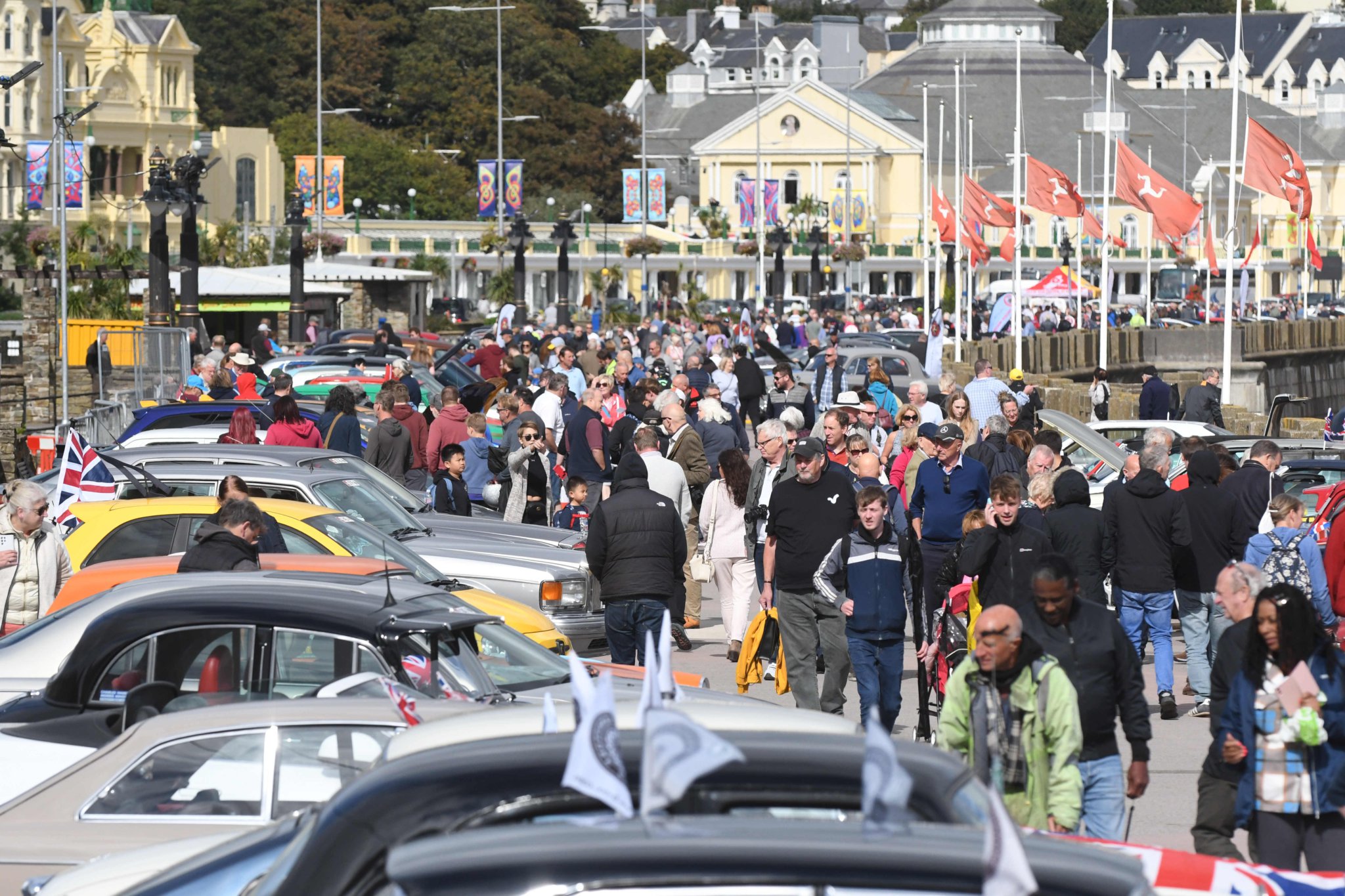 The 2022 Isle of Man Festival of Motoring car display on Douglas Promenade -