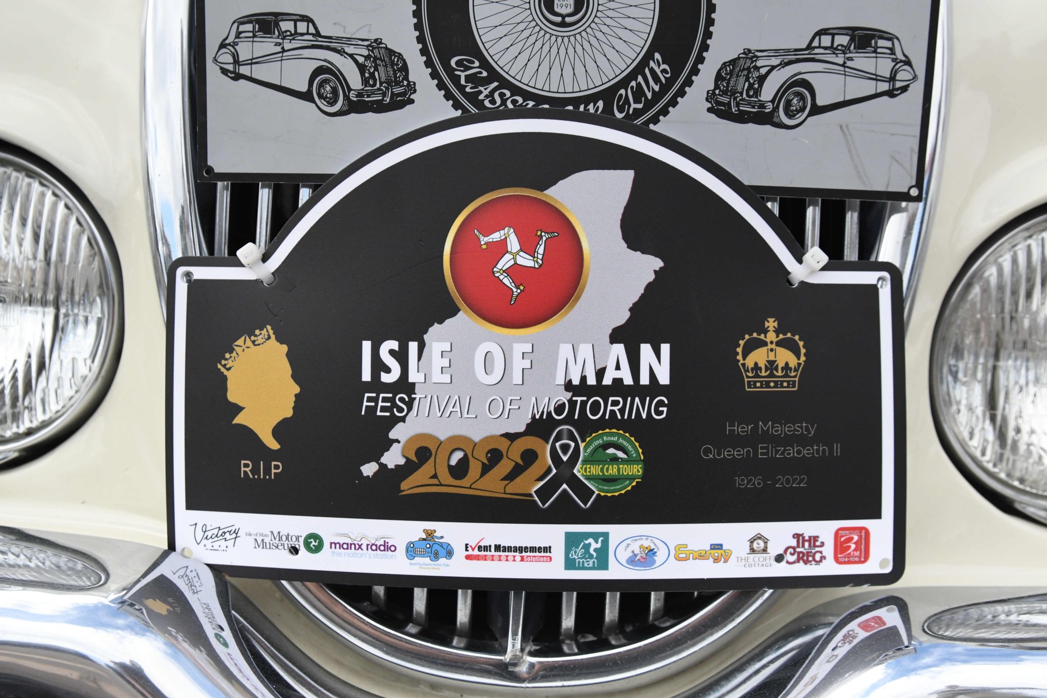 The 2022 Isle of Man Festival of Motoring car display on Douglas Promenade - Jaguar 3.8 litre from Basingstoke Classic Car Club