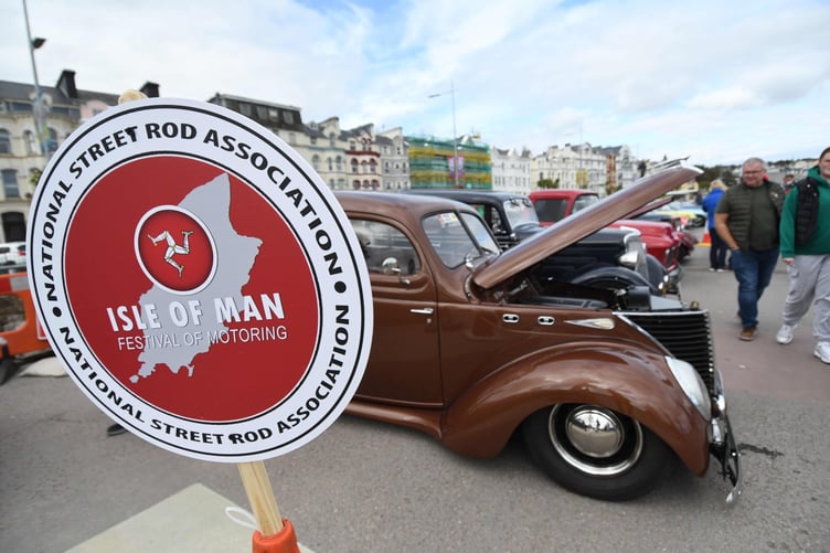 The 2022 Isle of Man Festival of Motoring car display on Douglas Promenade -