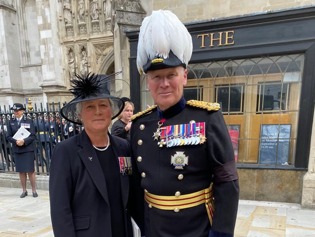 Lieutenant Governor Sir John Lorimer and Lady Philippa Lorimer in London for the Queen’s funeral