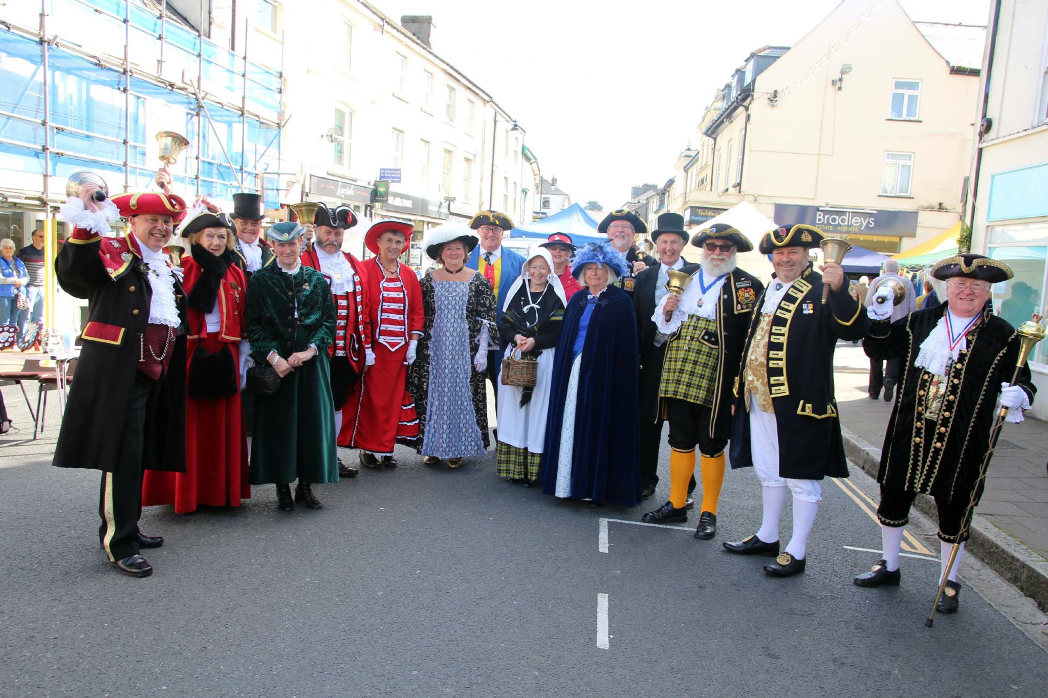 Callington Town Crier Tony Stentiford (left) with visiting town criers before the start of the town crier competition. Picture by Paul Hamlyn.