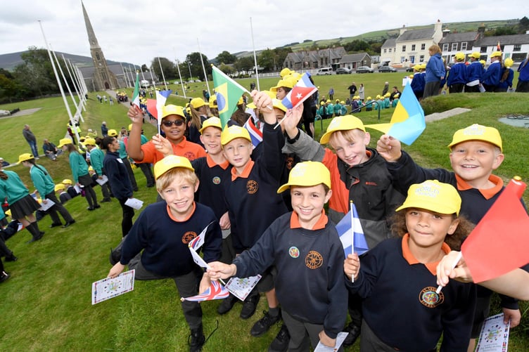 The multi-school ‘One Day One Choir’ event at Tynwald Hill for International World Peace Day - pictured is St Thomas’s school