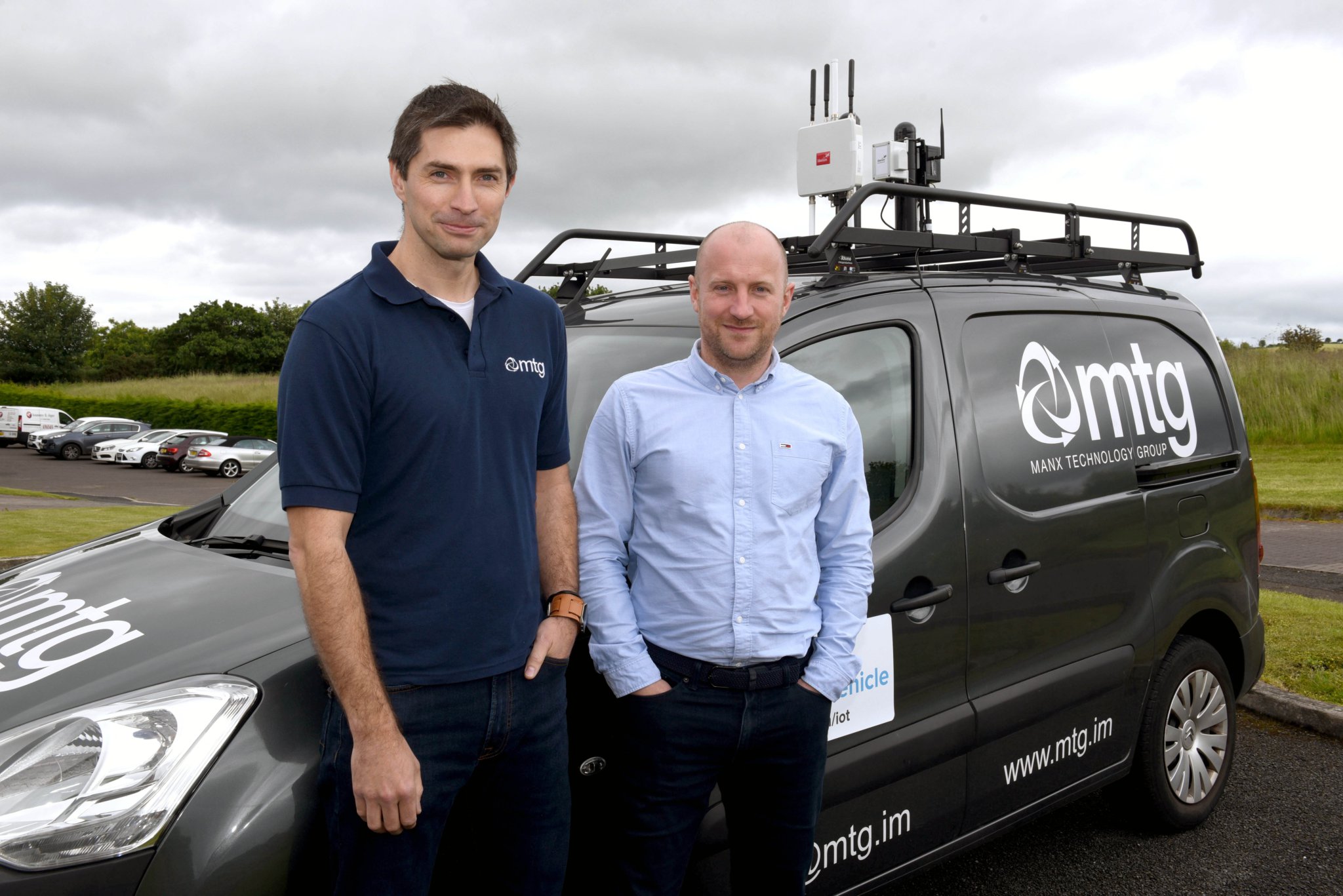 The Manx Technology Group are deploying so-called 'Internet of Things' hardware from supplier Libelium - pictured is MTG chief operating officer Kristan McDonald (left) and chief executive officer Joe Hughes