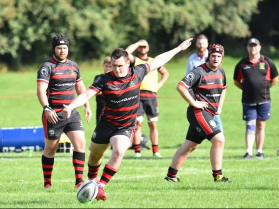 Joe Gwyther kicks a penalty for Alton Silverbacks during their 64-10 defeat against Winchester