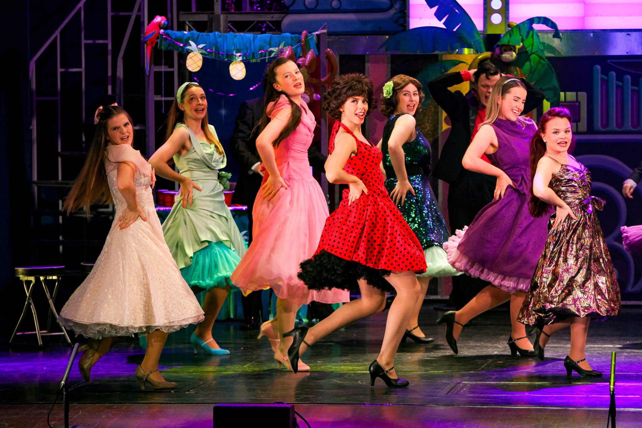 Jordan McCormack as Rizzo with ensemble in Grease