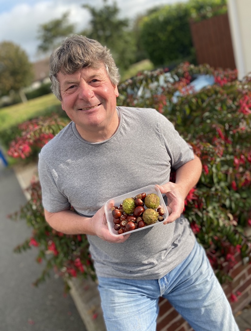 David Cretney with conkers