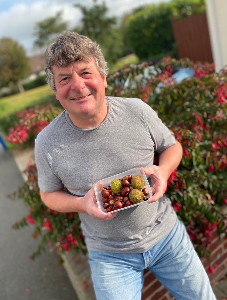 David Cretney with conkers