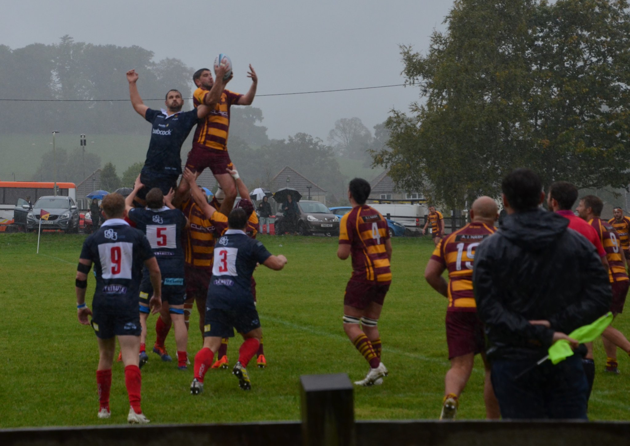 Above and right, Okehampton first XV endured a tough day at the office in poor conditions but their grit and determination pleased captain Dan Fogerty