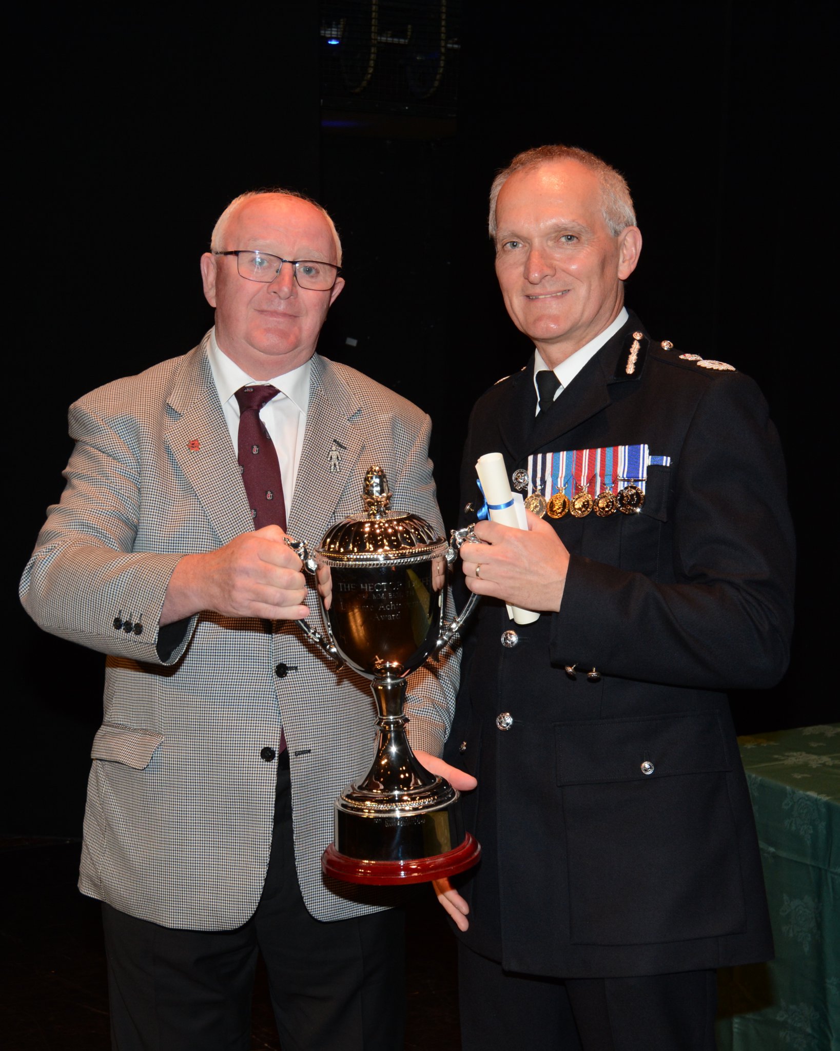 Chief Constable Gary Roberts presented with the Hector Duff Lifetime achievement award by Tony Duff