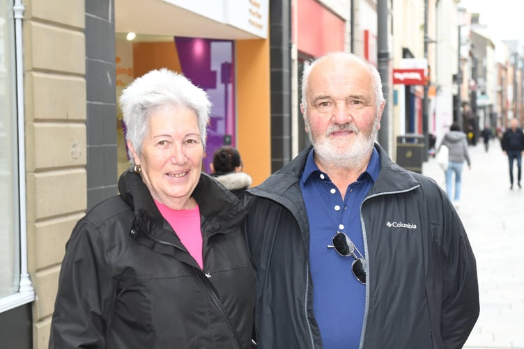 Public opinions on Christmas-themed gifts appearing in shops - Lynn Lancaster and Arnie Lancaster (Saltburn, Yorkshire)