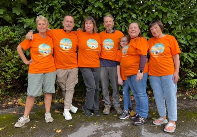 Some of the Anything Goes cast pictured following a publicity walkabout in Haslemere