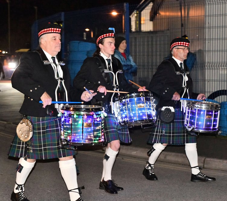 Kernow Pipes and Drums head off for the procession